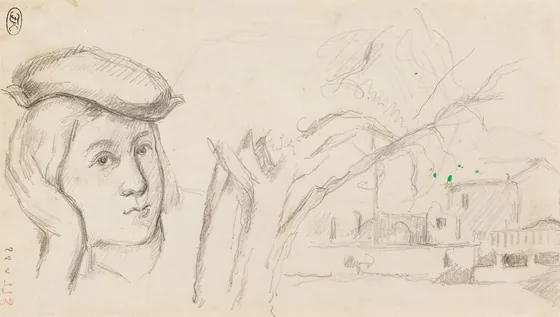 Paysage au Jas de Bouffan et d'après Parmigianino: Portrait de jeune homme
