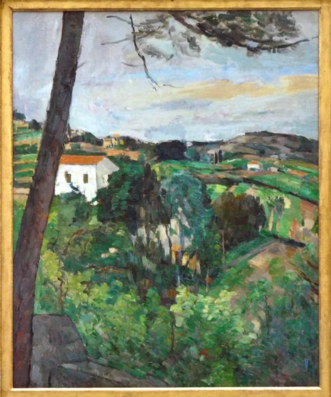 Paysage au toit rouge