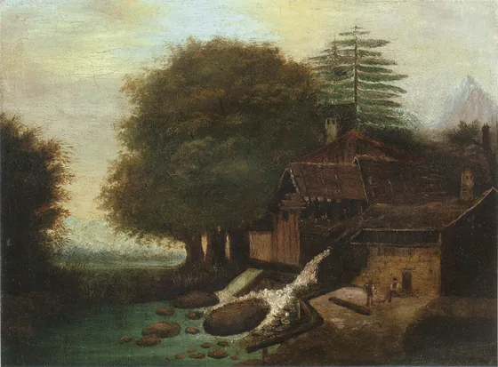 Paysage avec moulin