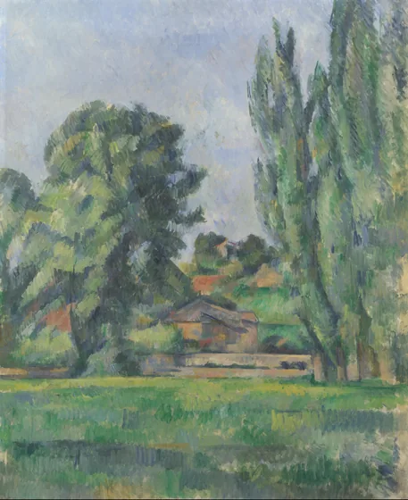 Paysage avec peupliers