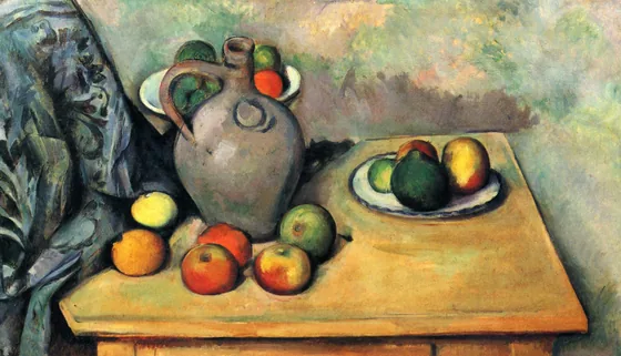Pichet et fruits sur une table