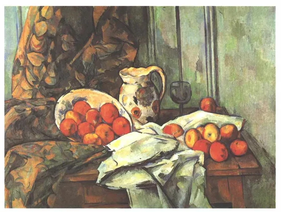 Pommes et broc sur une table