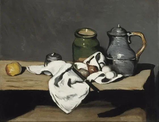 Pot vert et bouilloire d'étain