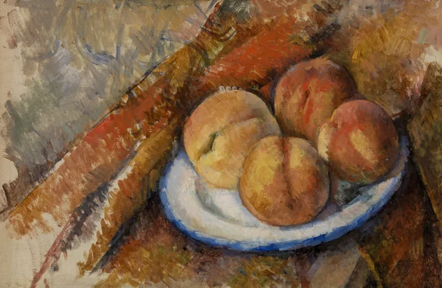 Cuatro melocotones en un plato, Paul Cézanne