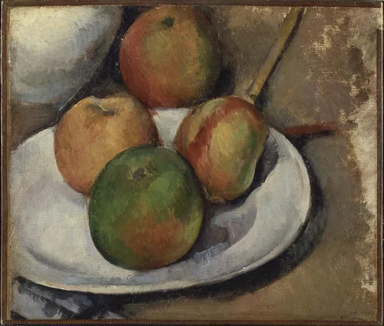 Quatre pommes et un couteau