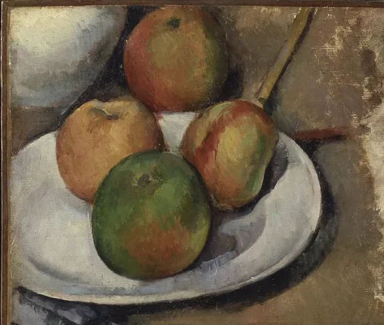 Quatre pommes et un couteau