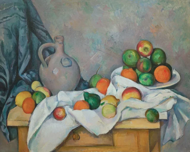 Cortina, jarrita y frutero