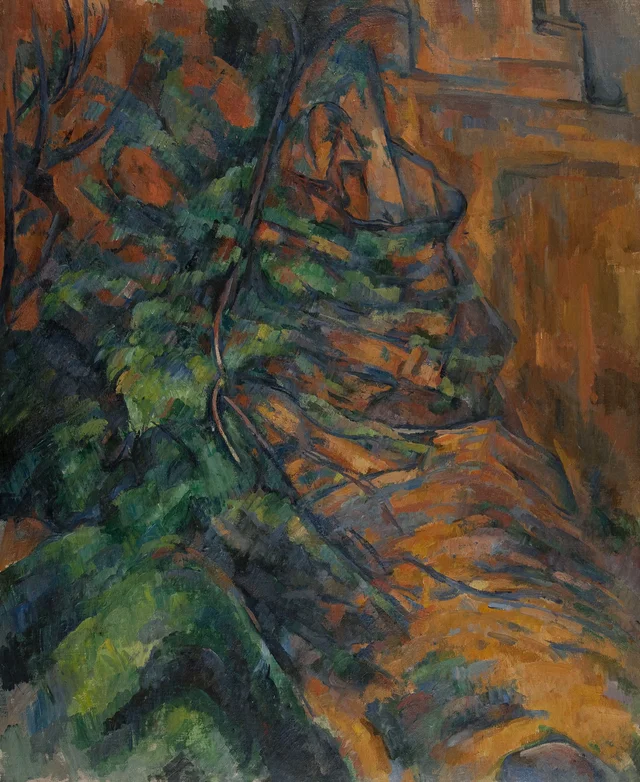 Rocas y ramas en Bibémus, Paul Cézanne