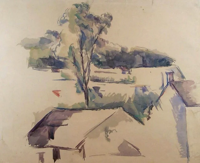 Tejados y árbol