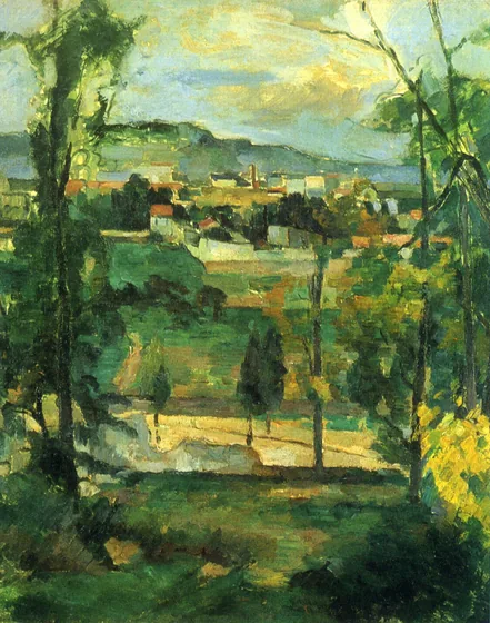 Village derrière des arbres, Île-de-France