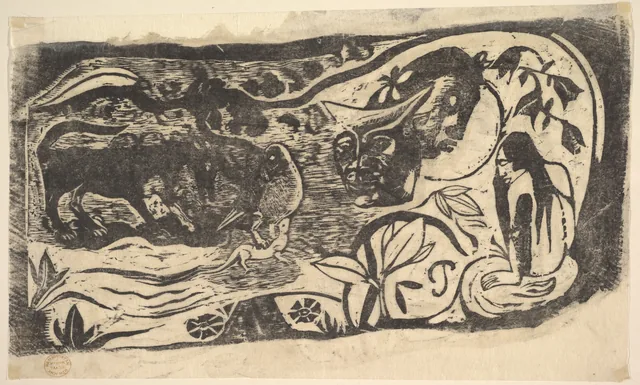 Woodcut with a Horned Head, Paul Gauguin