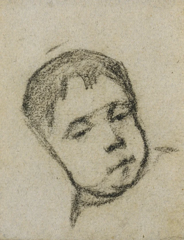 Emil Gauguin de niño, con la cabeza sobre una almohada