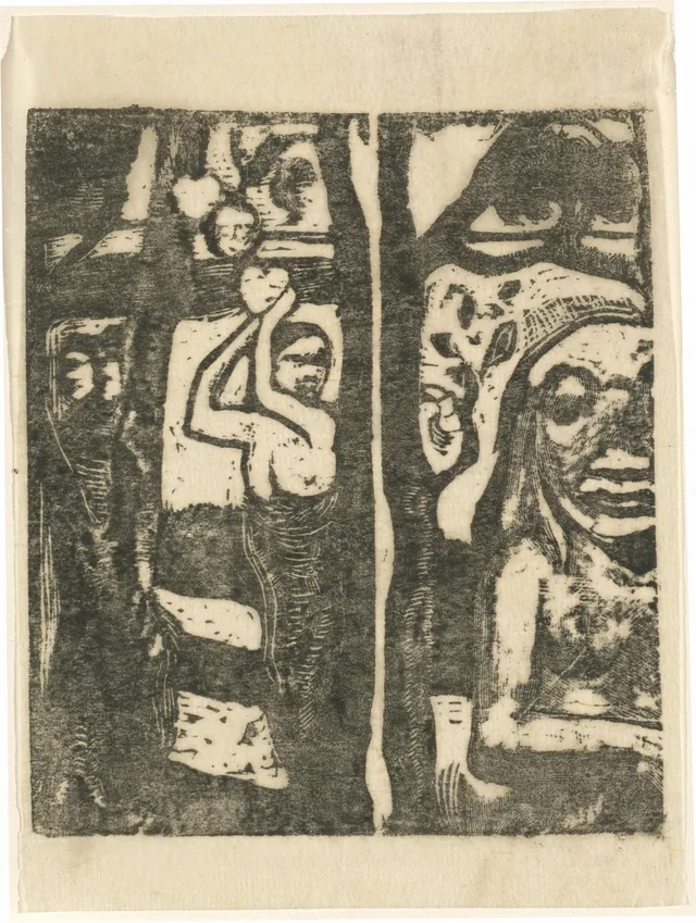 Woman Picking Fruit and the Savage (Femme cueillant des fruits et oviri), Paul Gauguin