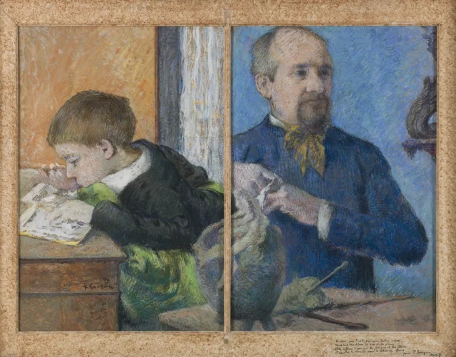 彫刻家ジャン=ポール・オーベ(1837–1916)と息子エミール, ポール・ゴーギャン