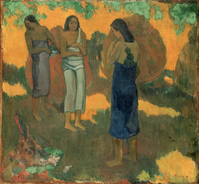 Three Tahitian Women Against a Yellow Background, Paul Gauguin