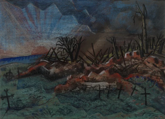 Sunset: Ruin of the Hospice, Wytschaete, Paul Nash