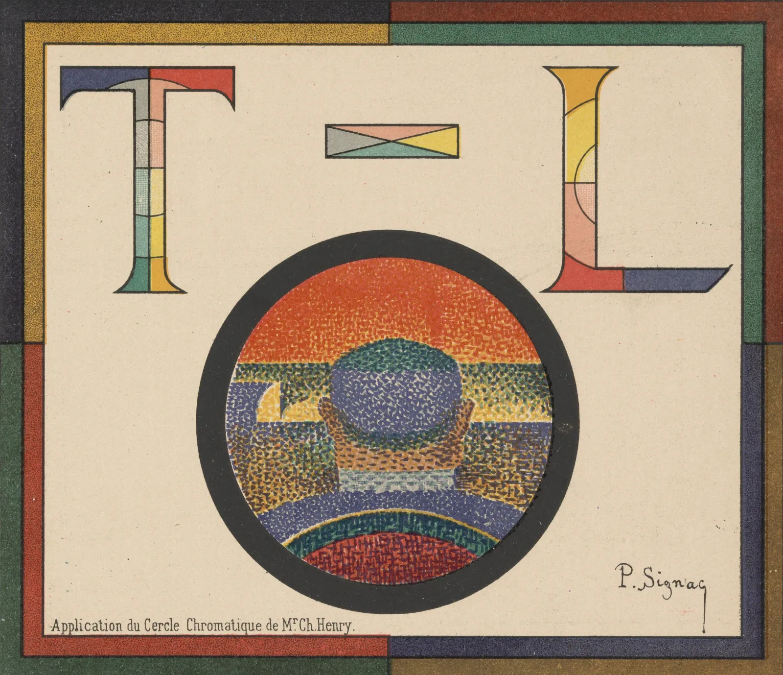 Application du cercle chromatique de M. Ch. Henry, programme du Théâtre-Libre, Paul Signac