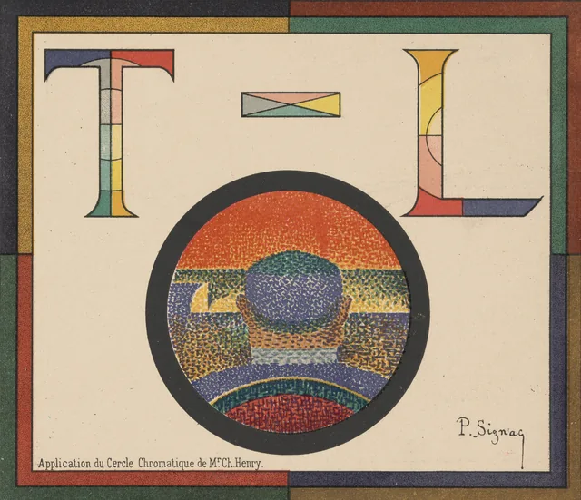 Application of Mr. Ch. Henry's Colour Circle (Application du cercle chromatique de Monsieur Ch. Henry), theatre programme for Les résignés by Henry Céard and L'echéance by Jean Jullien (Théâtre Libre, 31 January 1899), Paul Signac