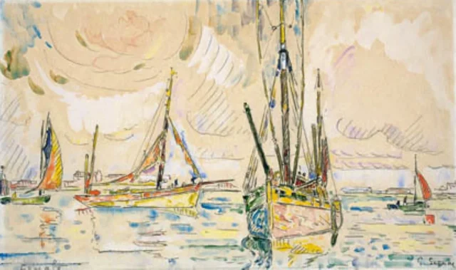 Bateaux de pêche dans le port de Locmalo, Paul Signac