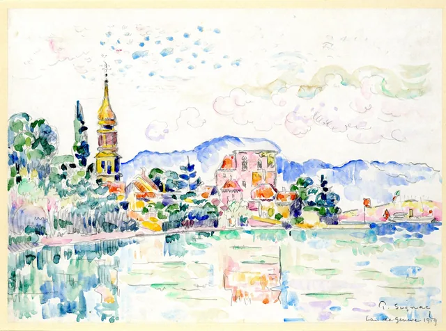 Lac Léman : paysage avec une ville, Paul Signac