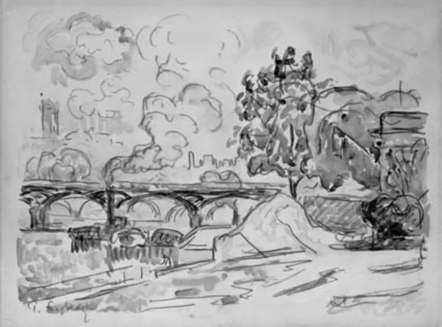 Le Pont des Arts vu du quai Malaquais, Paris, Paul Signac