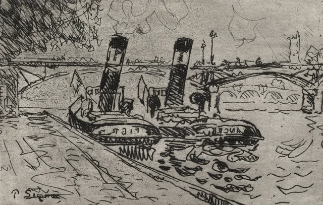 París, el Pont des Arts con remolcadores, Paul Signac