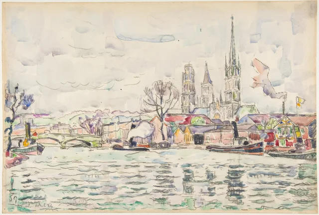 Scène de rivière : Rouen, Paul Signac