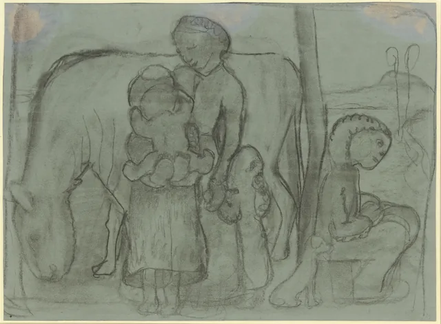 Five Children, Donkey and Dog, Paula Modersohn-Becker