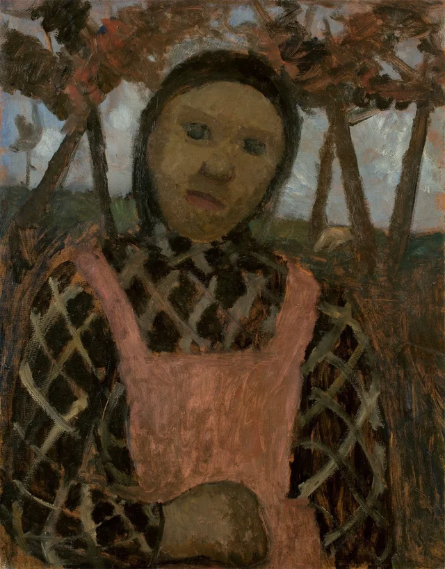 Niña al crepúsculo con blusa de cuadros, Paula Modersohn-Becker