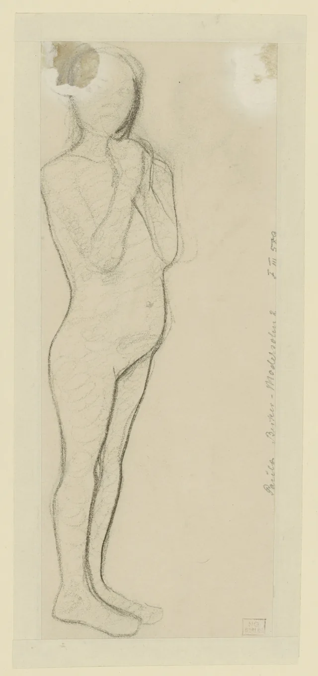 Standing Girl Nude, Hands Clasped in Front of the Belly, Three-Quarter View from the Right, Paula Modersohn-Becker