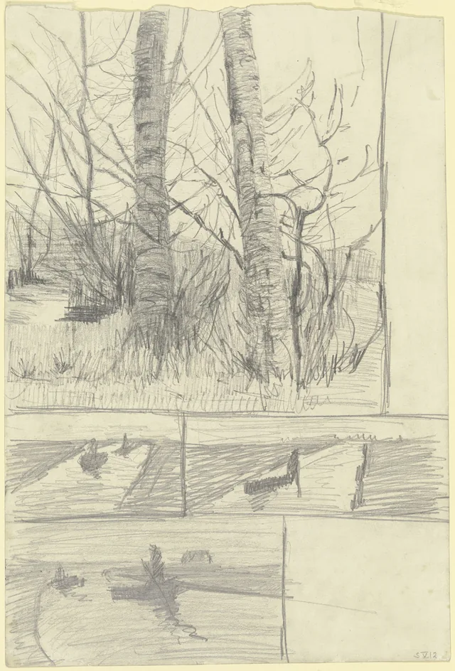 Birch Trunks, Three Times; Moor Canal with Barge