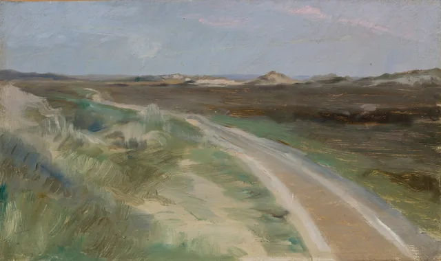 Chemin dans les dunes de Stenbjerg. Temps gris
