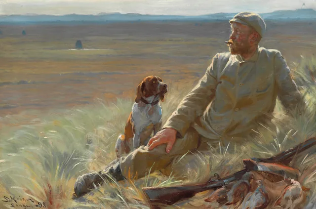 Degn Brøndum avec son chien. Étude pour « Les Chasseurs de Skagen », Peder Severin Krøyer