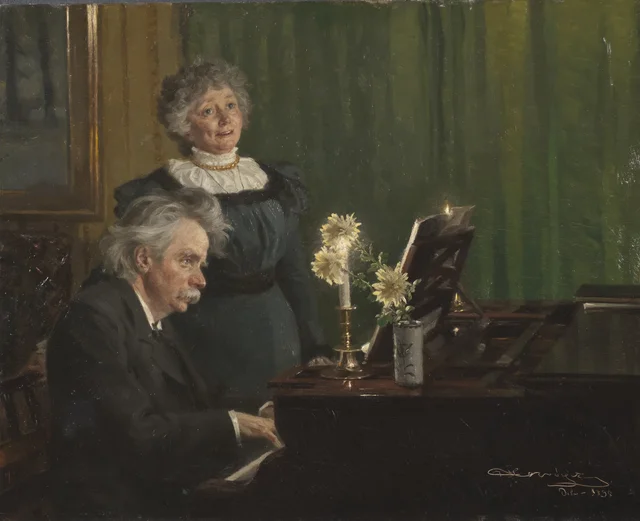 Edvard Grieg acompañando a su esposa, Peder Severin Krøyer