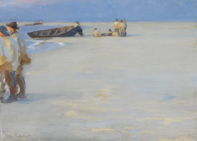 Pescadores en la playa norte de Skagen. Tarde de verano, Peder Severin Krøyer