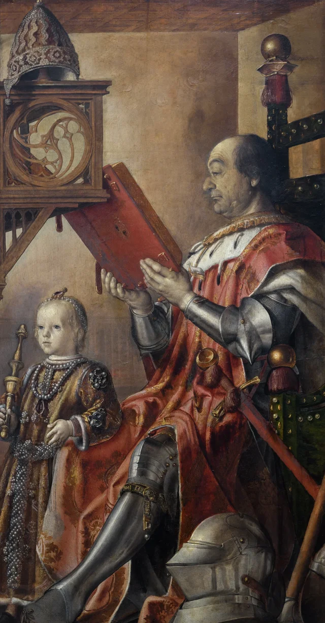 Portrait of Federico da Montefeltro and his son Guidobaldo, Pedro Berruguete