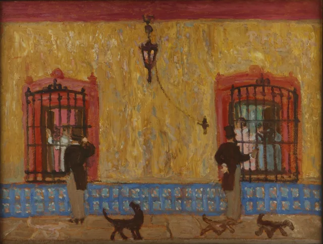 Pelando la pava (courting at the window), Pedro Figari