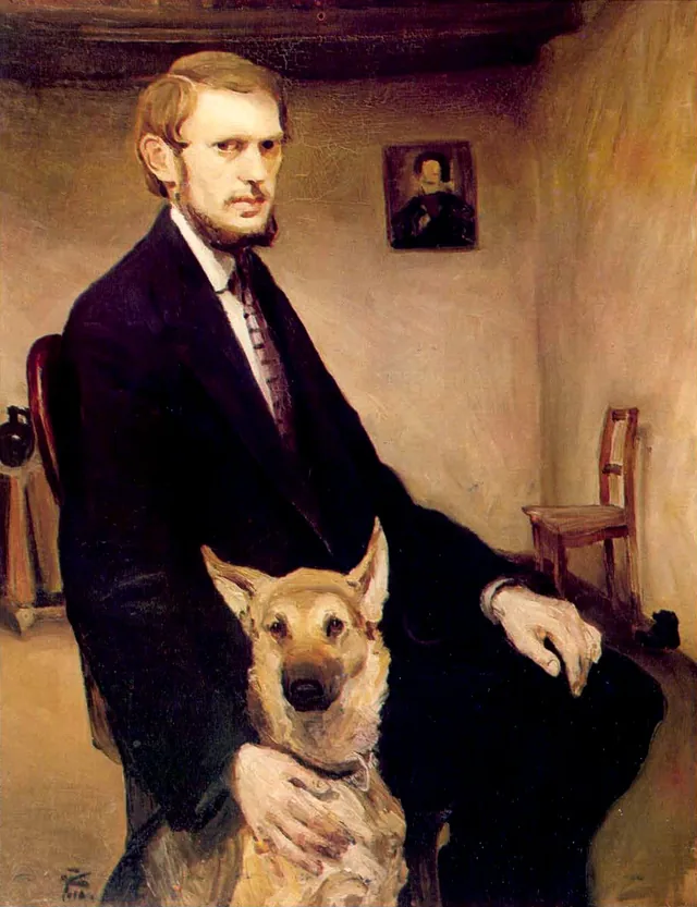 Self-portrait with a Dog, Miroslav Kraljević