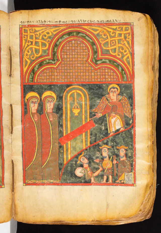 Book of the Gospels: veiled women and an angel beside a tomb