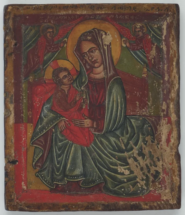 Right Half of a Diptych Icon with the Virgin Mary and Christ Child Flanked by Angels
