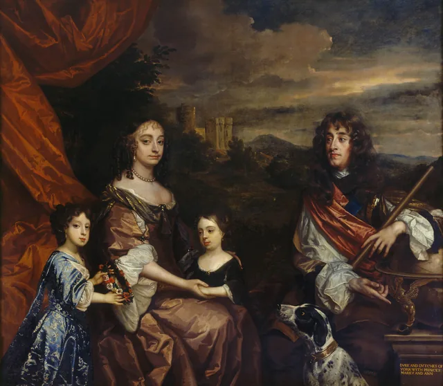 James II, when Duke of York with Anne Hyde, Princess Mary, later Mary II, and Princess Anne, Peter Lely