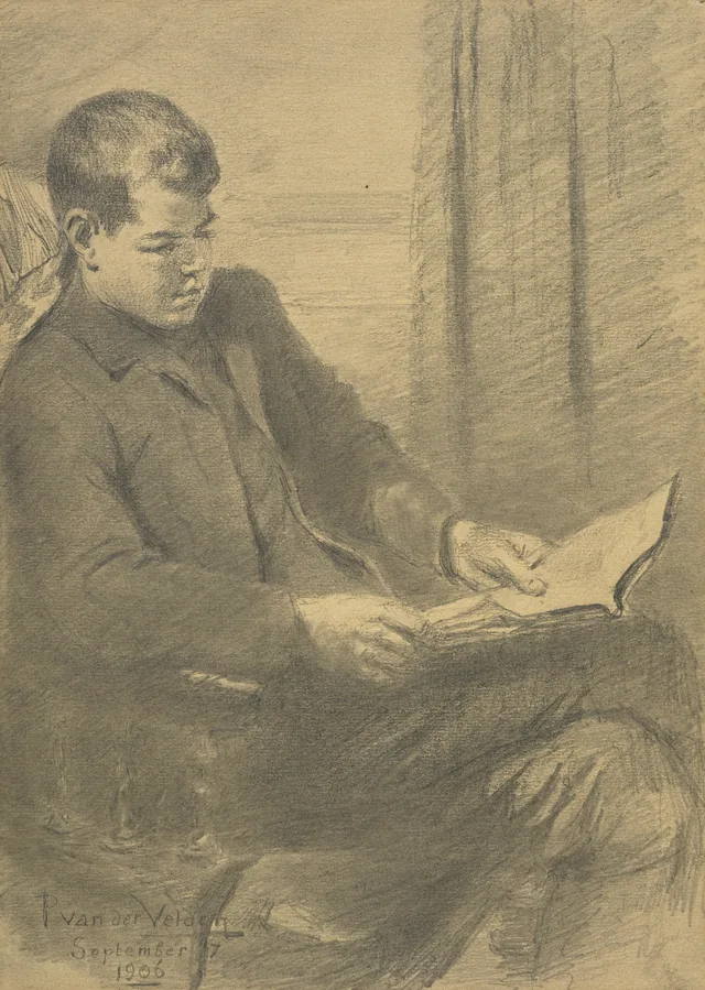 Menino lendo, Petrus van der Velden