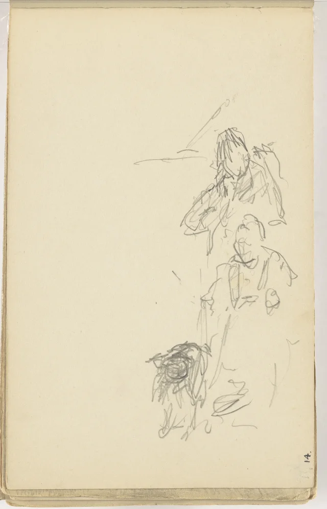 Esboço a lápis de personagens. De um caderno de Wellington, Petrus van der Velden