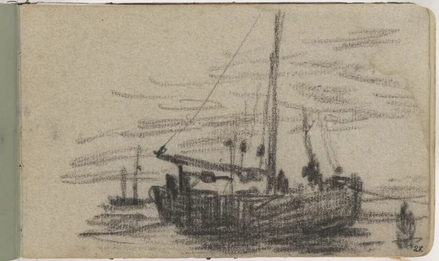 Esboço de um barco atracado. De um caderno de 1876