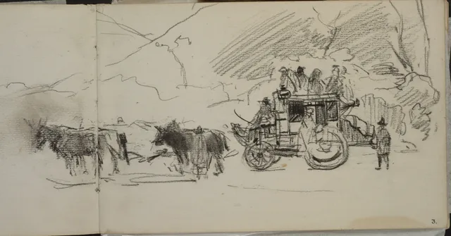Esboço de uma diligência. De um caderno de 1891, Petrus van der Velden