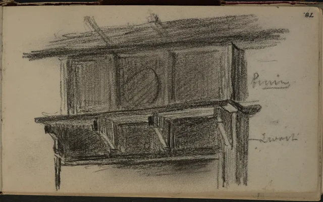 Esboço de uma cornija de lareira. De um caderno de Otira, Petrus van der Velden