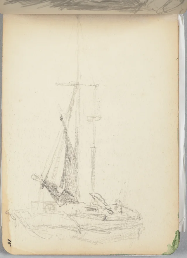 Esboço de um barco. De um caderno de Wellington, Petrus van der Velden