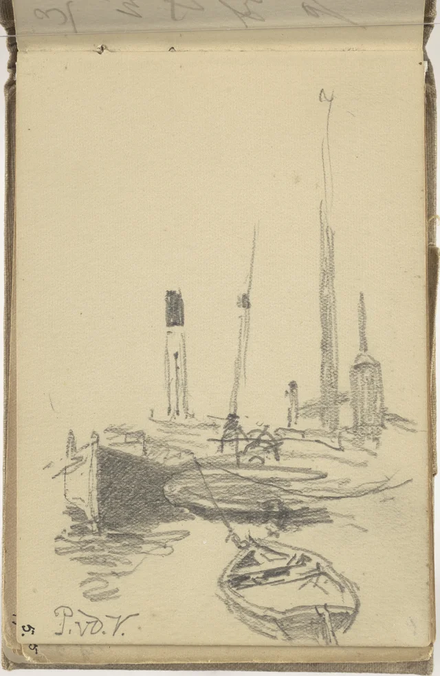 Esboço de barcos. De um caderno de Wellington, Petrus van der Velden