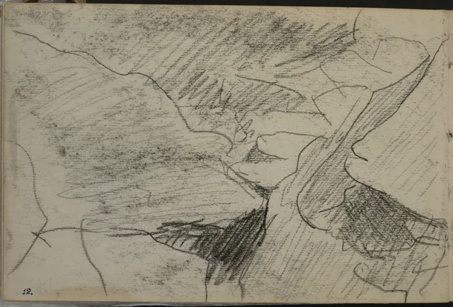Esboço de um desmoronamento numa garganta. De um caderno de 1891, Petrus van der Velden