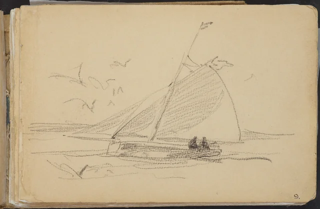 Esboço de um veleiro. De um caderno de 1893, Petrus van der Velden